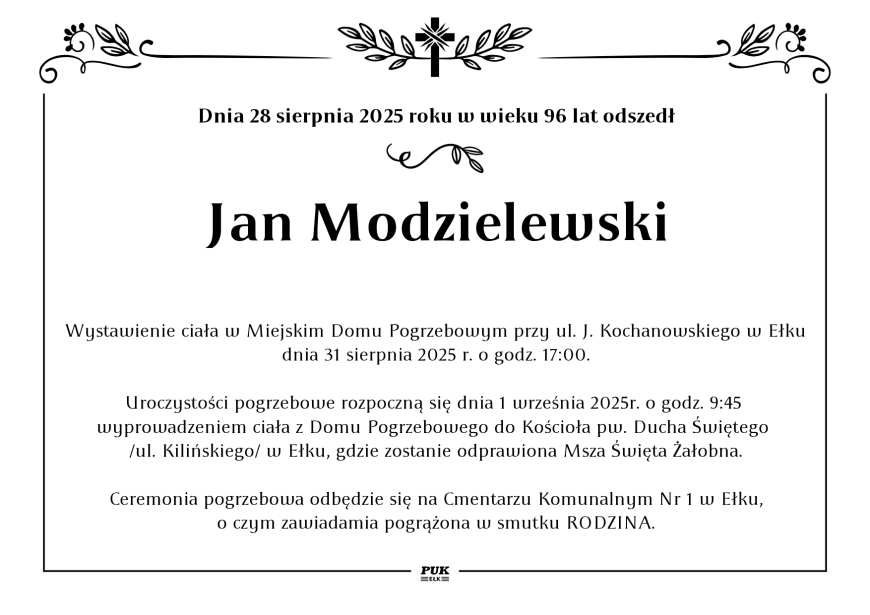 Jan Modzielewski - nekrolog